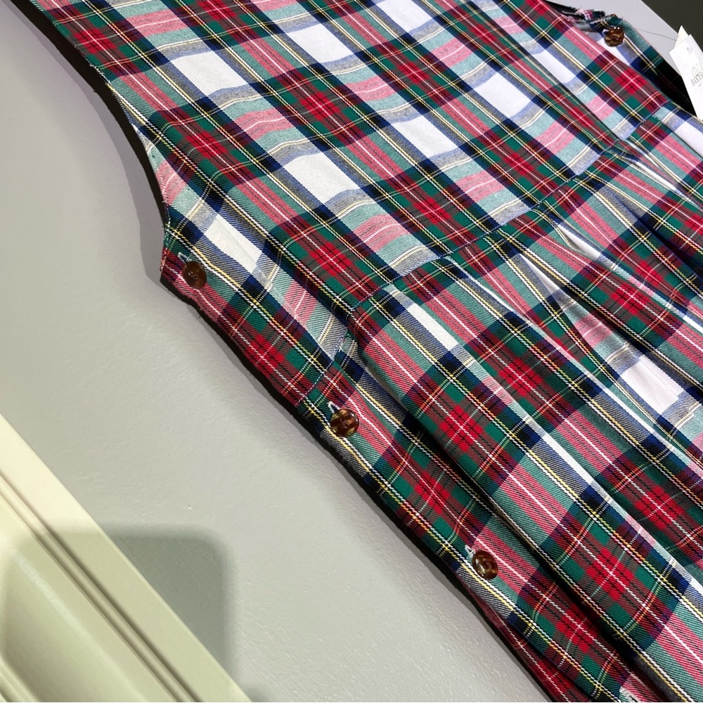 Baxter Wells Jumper Dress 12 White Red Blue Plaid Side Buttons Academia NWT VTG - Picture 7 of 8